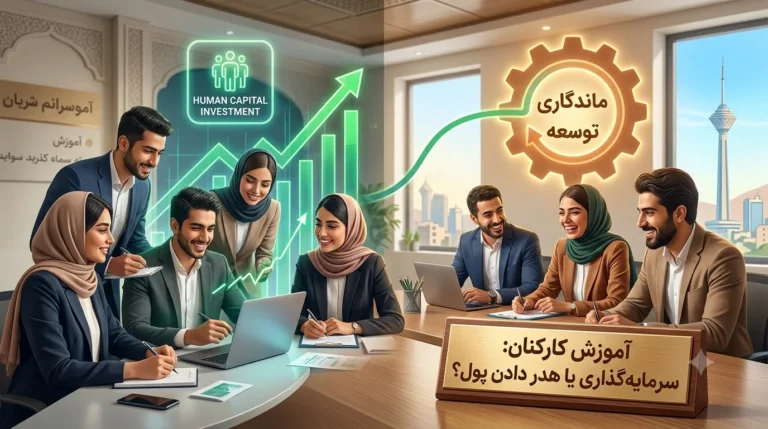 آموزش کارکنان و تیم متخصص در یک شرکت ایرانی در حال یادگیری و ارتقای مهارت برای افزایش بهره&zwnj;وری و ماندگاری در سازمان